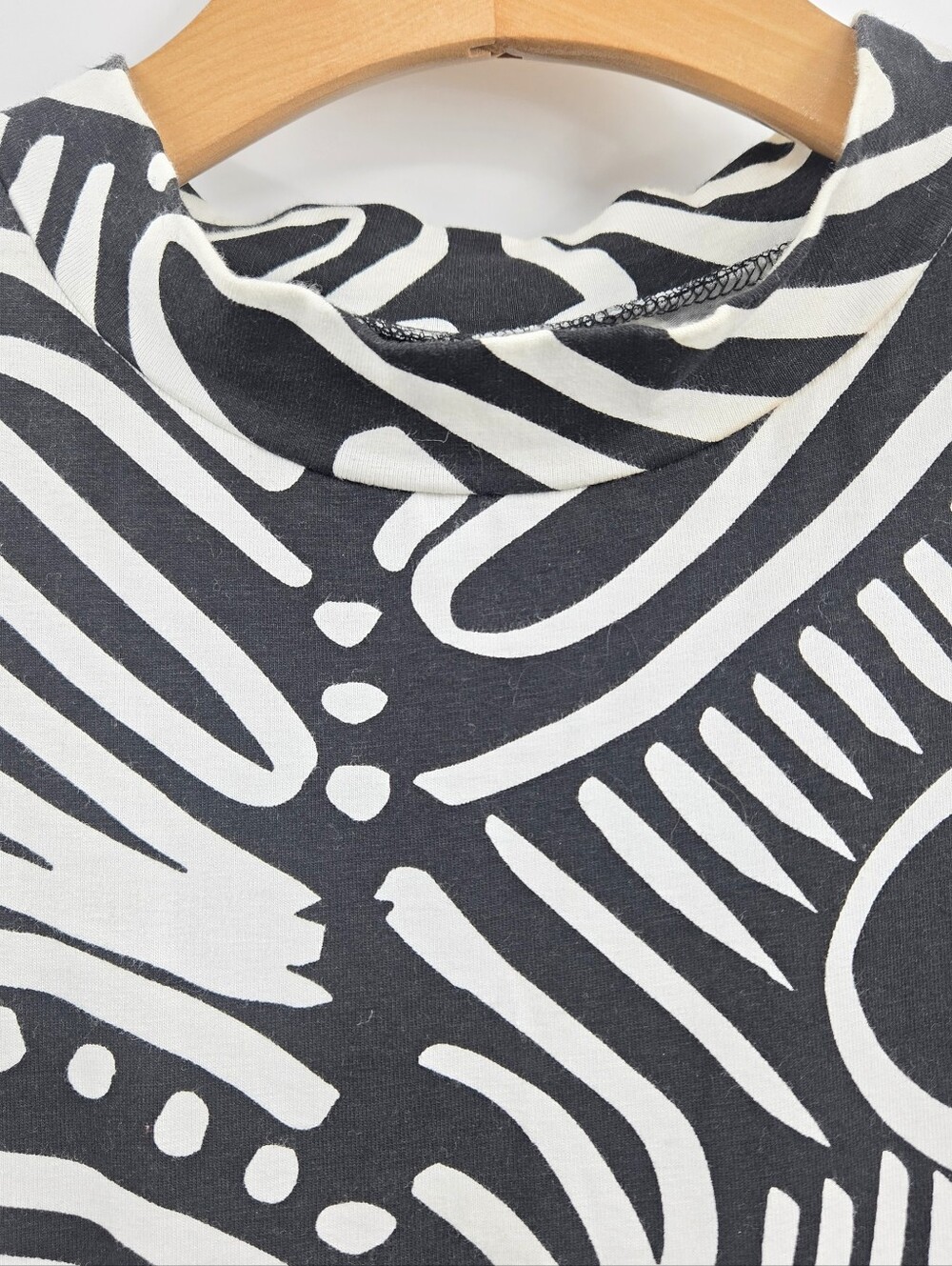Nooworks Dress Black  White Sleeveless Ripple Print Midi Pockets - Picture 6 of 13